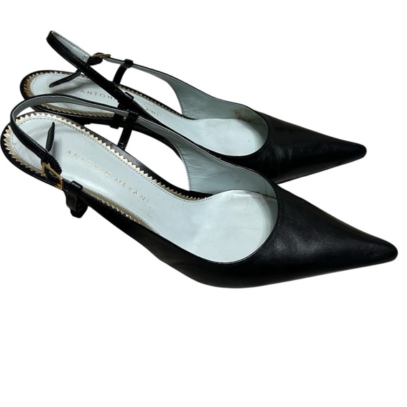 ANTONIO MELANI Shoes - ANTONIO MELANI Black leather Pointed Slingback Heels